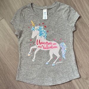 Justice Gray Unicorn Valentine's Kids T-Shirt